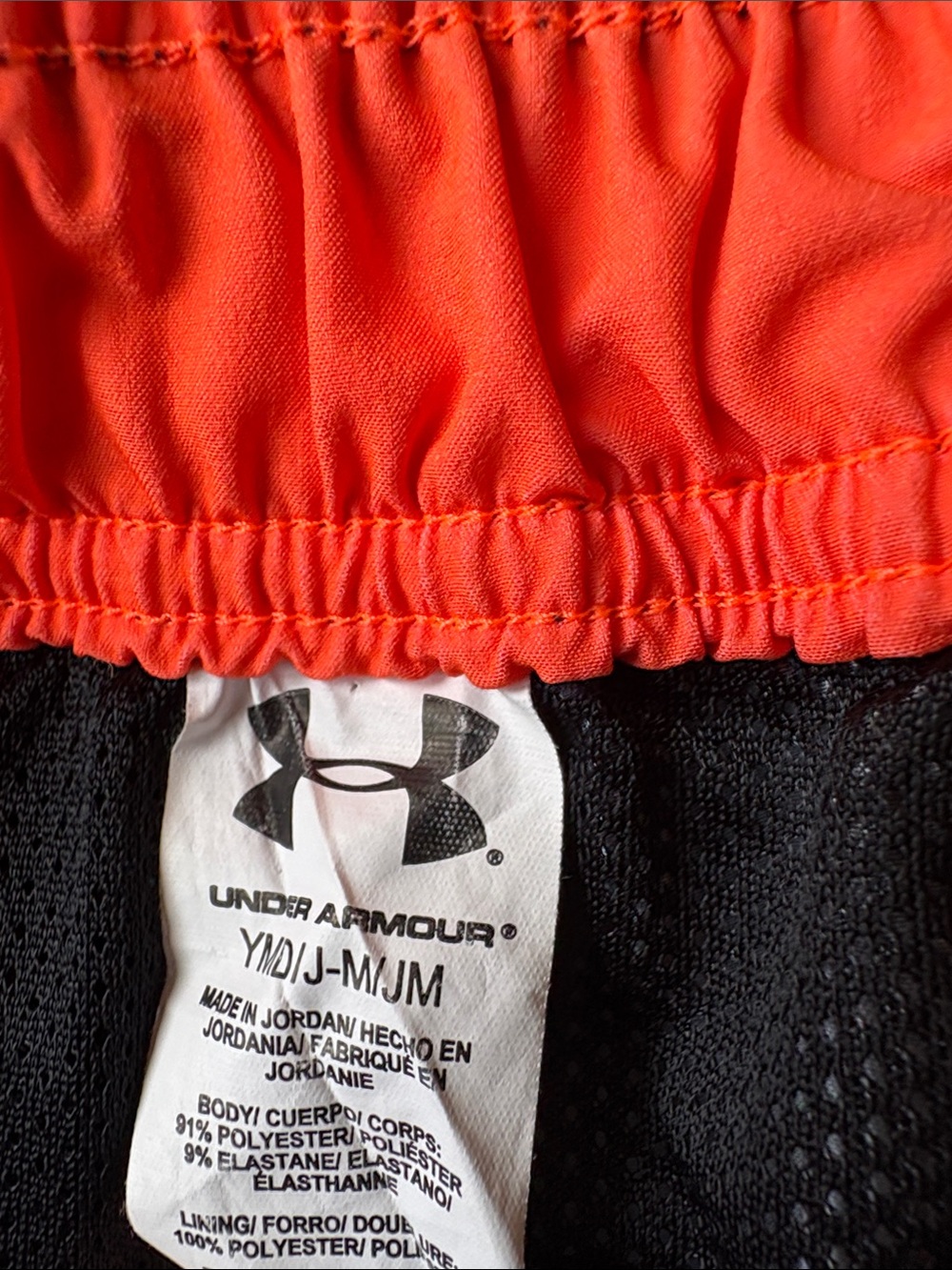 Under Armour Boys Camo Swim Shorts with Bright Orange Accents - Picture 5 of 6